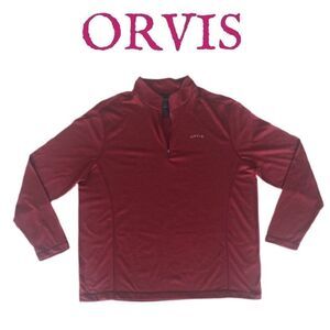 Orvis Sandy Point 1/4 Zip Red Long Sleeve Pullover Sz XL